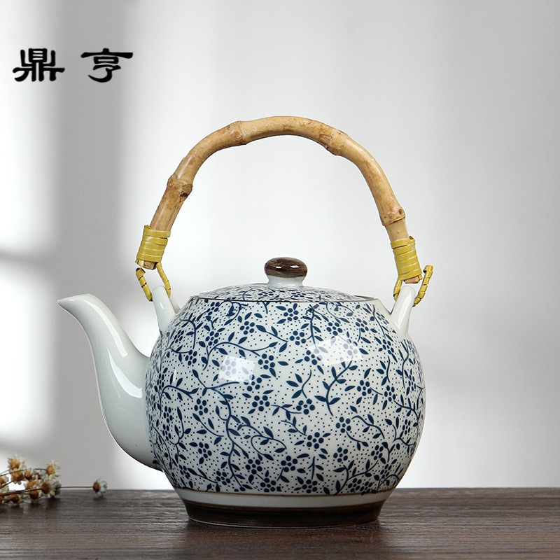 鼎亨耐高温陶瓷大茶壶1000毫升陶瓷泡茶壶带过滤壶青花瓷茶壶