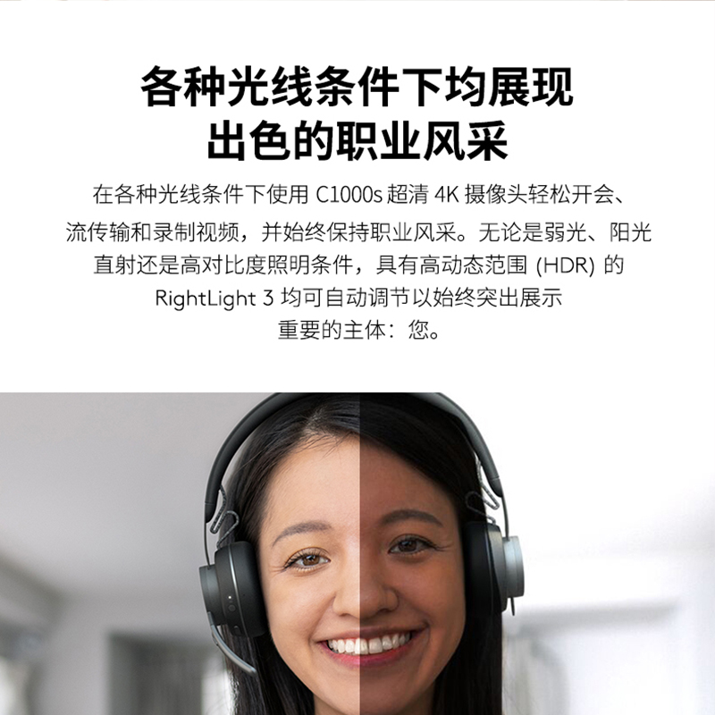 罗技C1000s超高清4KC1000e摄像头电脑usb视频麦克风直播高清大图