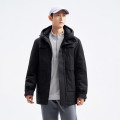 特步(Xtep)男装新款鹅绒加厚保暖连帽中长羽绒服外套976429640184 正黑色 ZP 3XL 976429640184正黑色