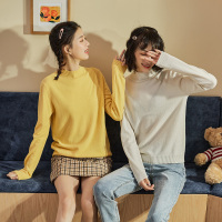 [200元3件]唐狮冬季新款百搭学生羊毛衫打底毛衣女纯色半高领内搭黑白色