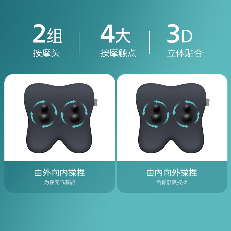 飞利浦 腰部按摩器 按摩抱枕肩颈腰背按摩器热敷靠背腿部按摩仪 PPM3101B 暗海蓝 / 台高清大图