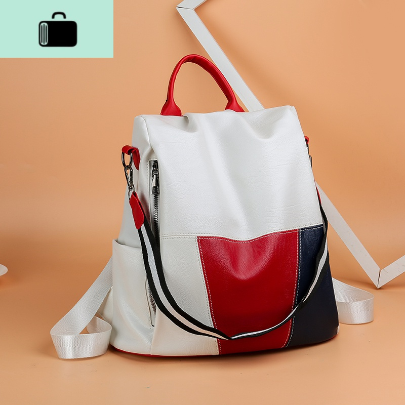 双肩包女2020新款潮韩版百搭大容量软皮旅行防盗包女背包两用书包NEW LAKE