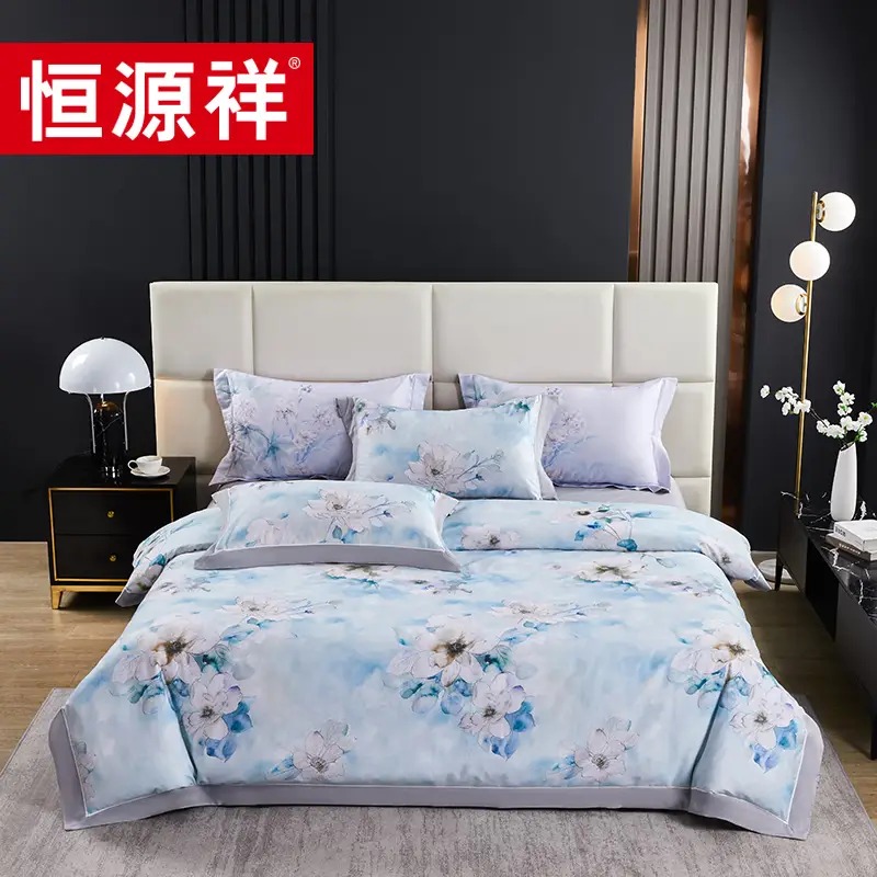 恒源祥TBK3023南湘(蓝)100支纯净暖绒四件套220*240cm单位:套