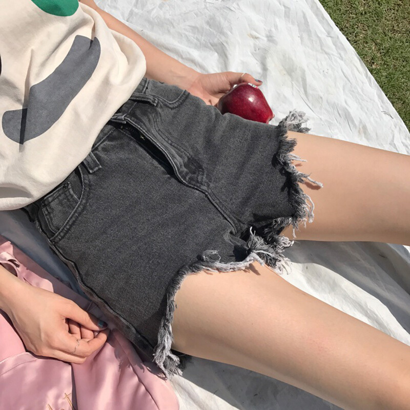 牛仔裤短裤2018夏季女装新款韩版毛边水洗休闲高腰显瘦直筒热裤子