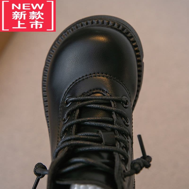 可莉允女童靴子2022冬季新款儿童鞋子马丁靴加绒二棉短靴洋气皮靴英伦风图片