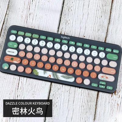 Logitech罗技k380键盘膜防尘罩可爱K480键盘贴纸收纳包硅胶保护套|K380彩绘硅胶键盘膜[密林火鸟]