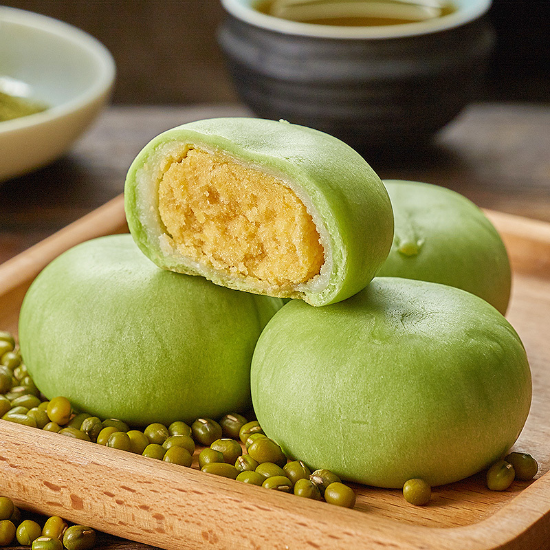 [满199减125元]比比赞抹茶绿豆饼1000g整箱绿豆糕点整箱早餐充饥夜宵网红休闲零食品小吃