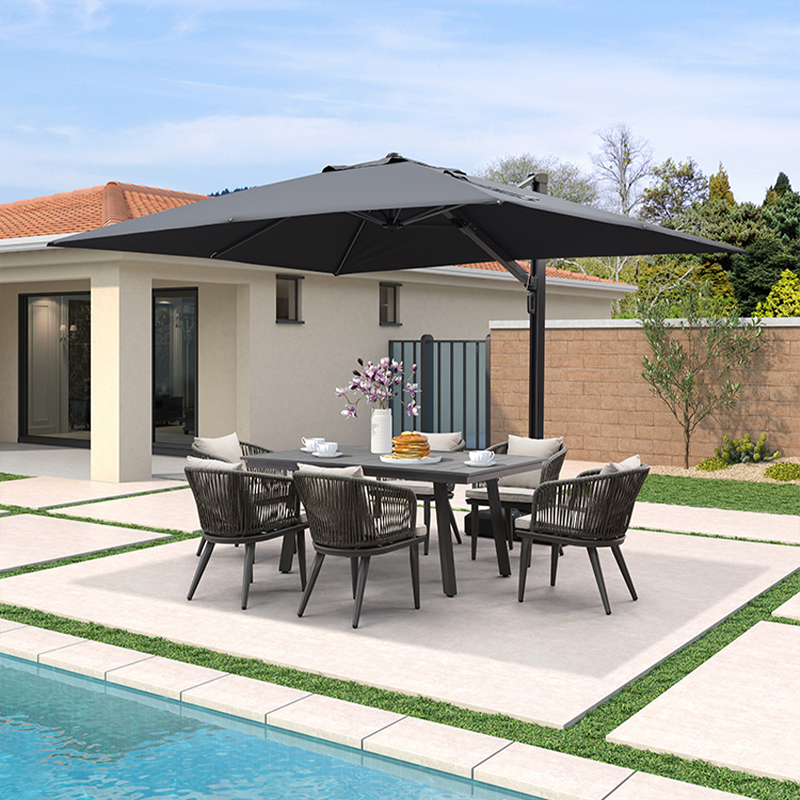 紫叶户外遮阳伞庭院伞户外伞花园伞太阳伞室外别墅露台院子罗马伞 2.7x3.65米灰色【配500斤水箱底座】