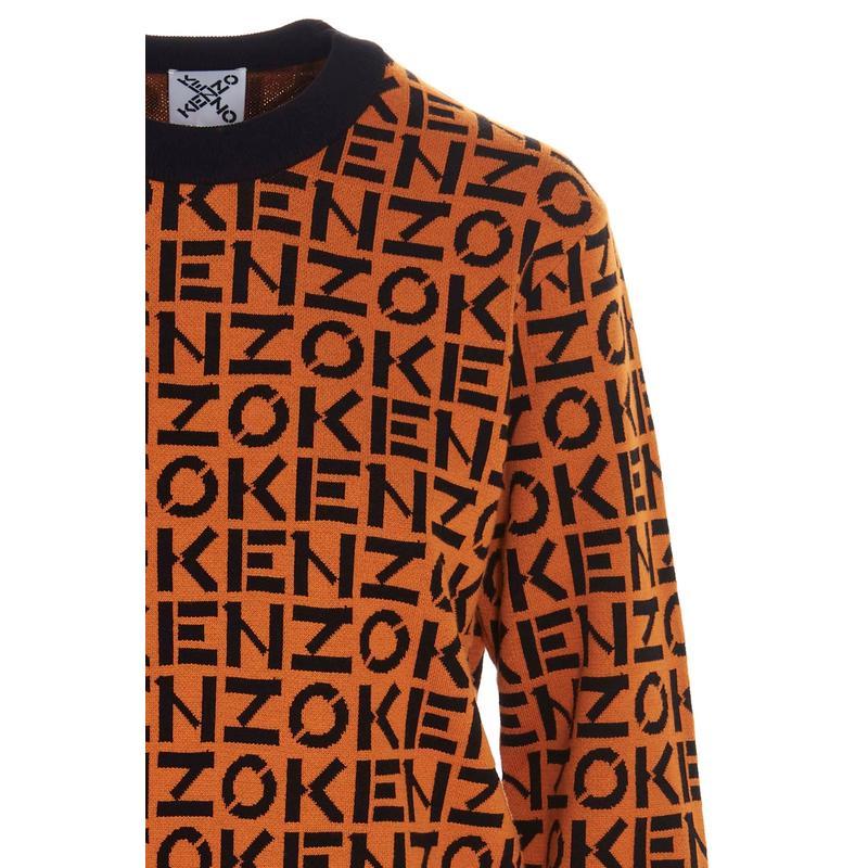 高田贤三(Kenzo)棕色经典logo提花针织套头衫女运动卫衣圆领长袖