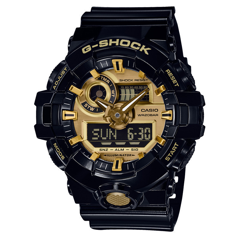 卡西欧(CASIO)手表G-SHOCK系列 日韩品牌时尚黑金运动休闲通用防水石英表男GA-710GB-1A