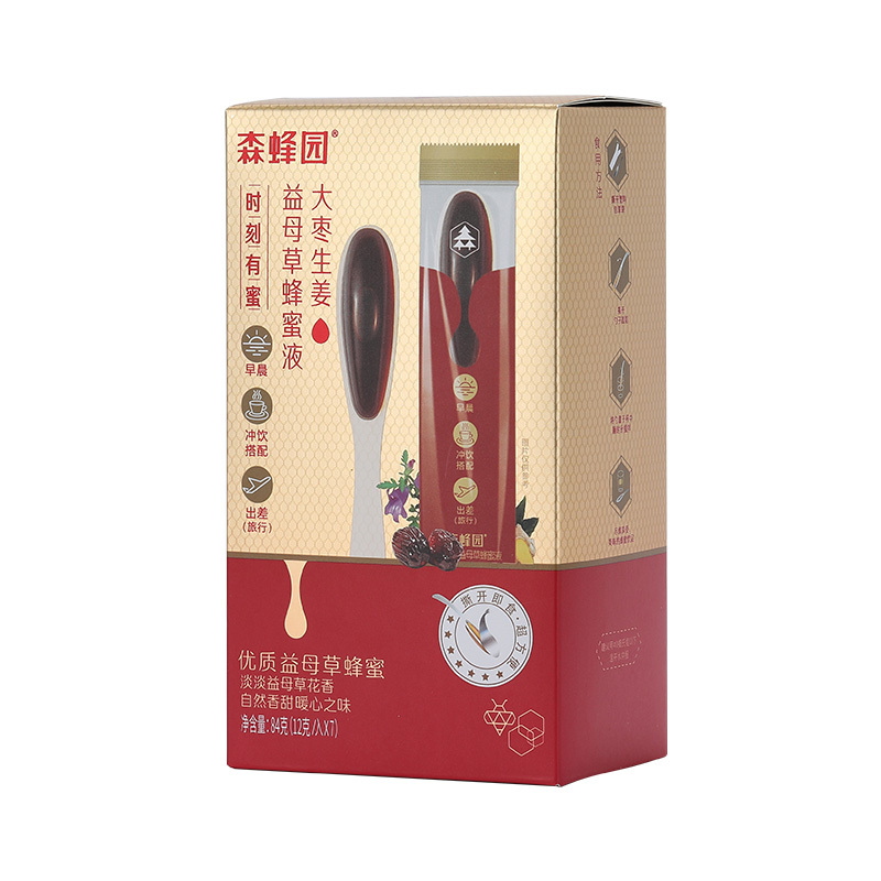 森蜂园 大枣生姜益母草蜂蜜液(勺蜜)12克*7条勺装单勺密包装,便捷携带直接搅拌