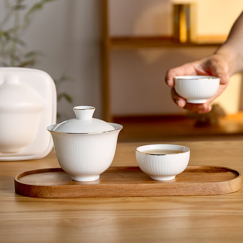 唯都 简约陶瓷茶杯茶壶套装 居家旅行办公 悦途便携茶具 W-S314高清大图