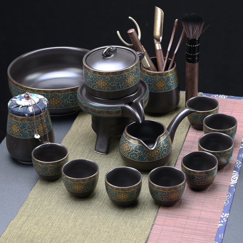 懒人半全自动创意石磨旋转功夫泡茶器茶具套装家用陶瓷茶壶茶道