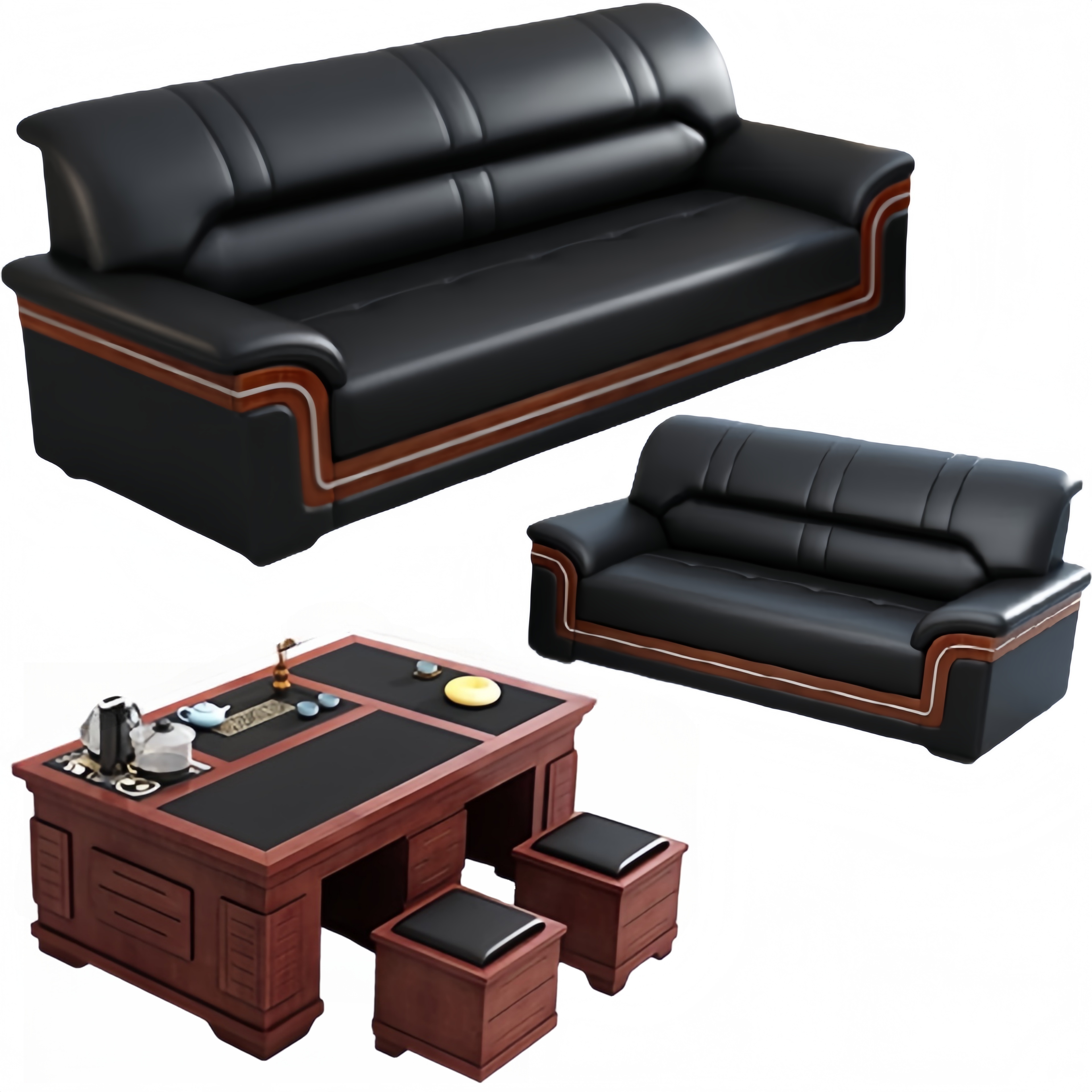 悦兴诚沙发组合210*80*85cm(2+3+功夫茶几)套高清大图