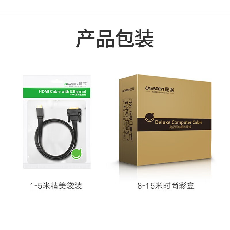 绿联HDMI转DVI线 支持互转 黑色4K/60HZ,3米HD106/10136(货期3-6天)