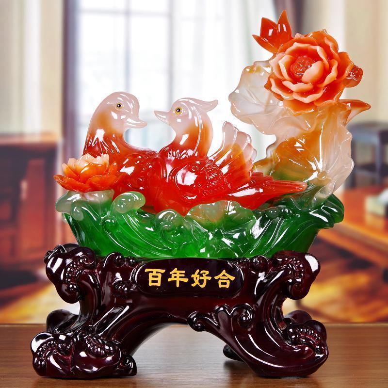 结婚鸳鸯百年好合送新人新婚礼品一对家居卧室新房装饰品摆设_330