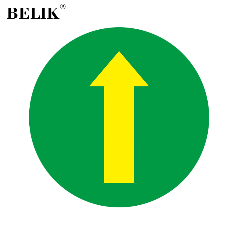 BELIK 直行箭头地面警示贴 直径30CM 防滑防水耐磨地贴圆形仓库厂房车间地面引导警告标识贴DT-13