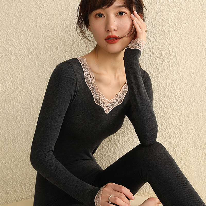 俞兆林保暖内衣女美体修身薄款自发热女士秋衣秋裤套装打底衫