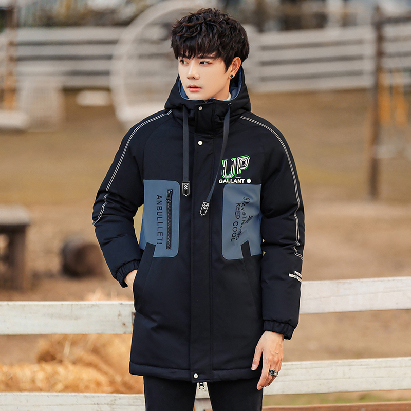 青少年男装棉衣中长款冬季外套高中初中学生羽绒棉服帅气棉袄冬装棉衣