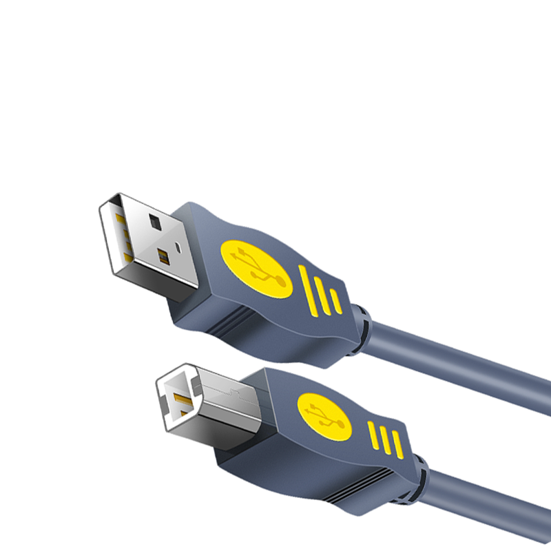 晶华 usb2.0打印机数据线加长连接线惠普爱普生通用方口打印线延长线 灰色5米