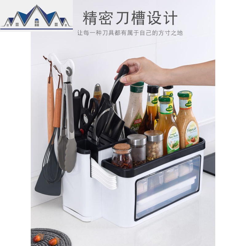 厨房多功能置物架调料架刀架筷笼调味盒盐罐储物箱酱油醋瓶收纳架 三维工匠高清大图