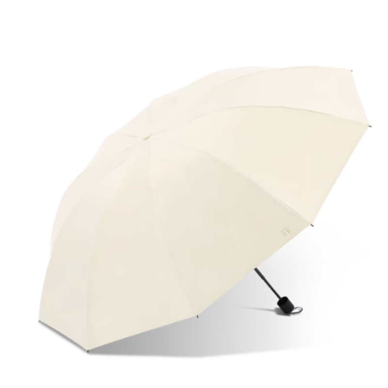 天堂防晒晴雨伞三折38080E10K晴雨伞黑胶防晒遮阳伞太阳伞伞下108CM甘酪白 甘酪白