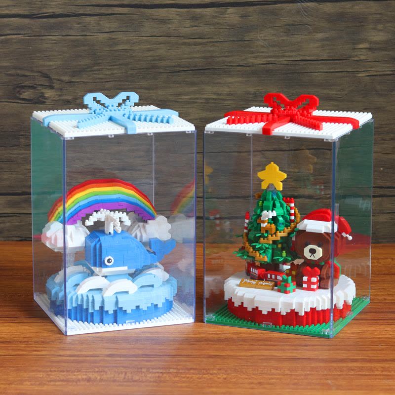 韩国ins创意 粉色城堡生日蛋糕微颗粒积木拼插玩具送女孩早教生日礼物拼装积木图片