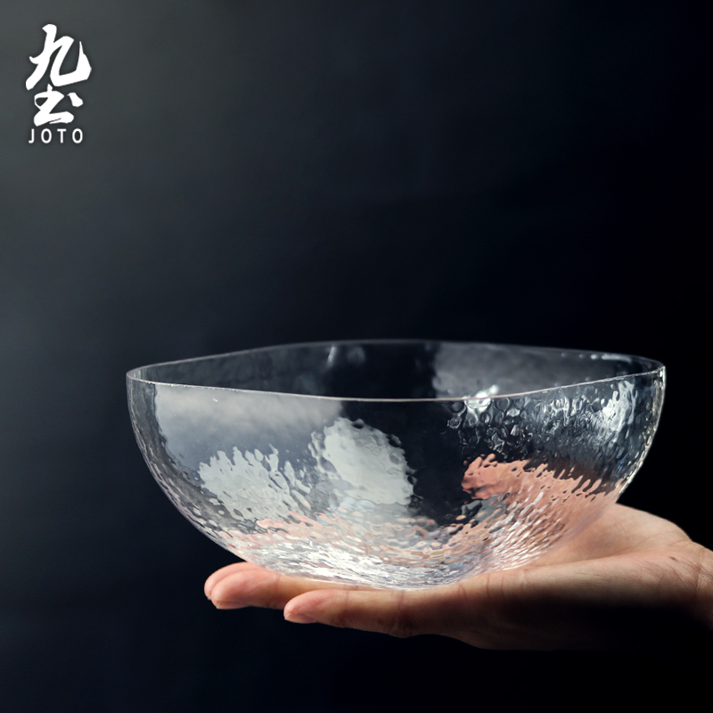 小号 ins风日式沙拉碗水晶玻璃餐具甜品北欧简约家用玻璃方碗套装食器