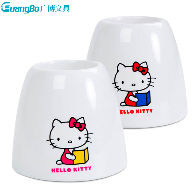 广博(GuangBo)KT86190圆形笔筒(2个) 笔座 收纳盒 Hello Kitty桌面办公文具 办公用品