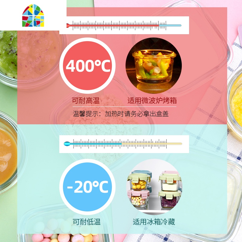 密封保鲜碗婴儿玻璃辅食盒玻璃碗冷冻储存宝宝餐具可微波烤箱 FENGHOU保鲜盒保鲜盒高清大图