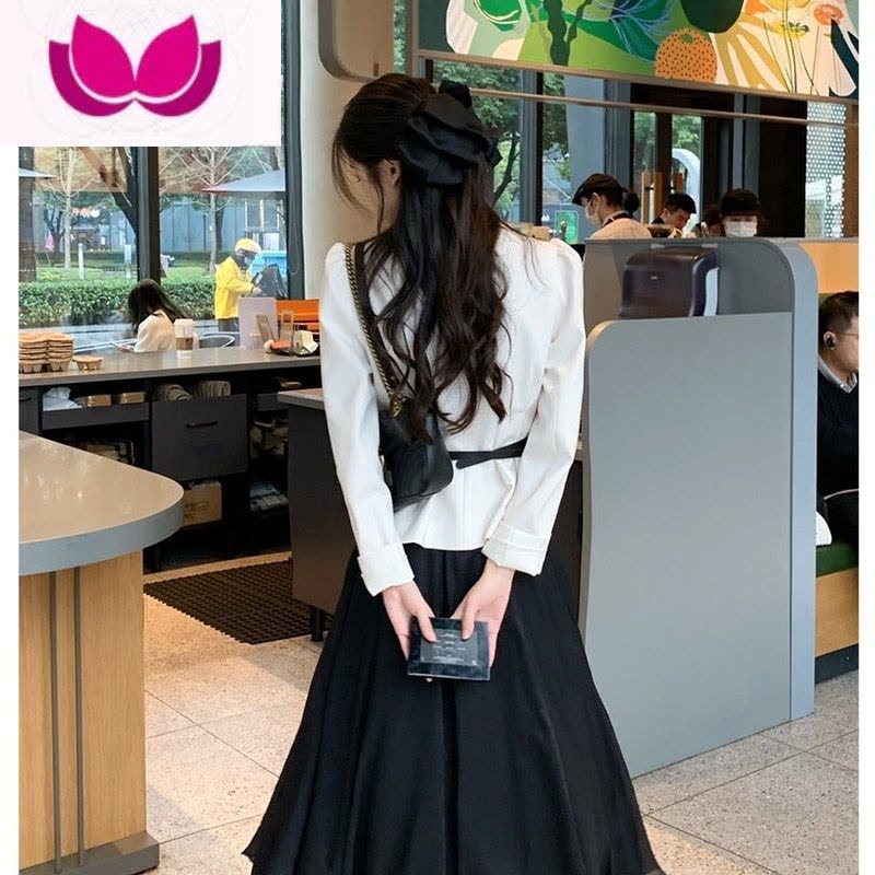 七斓气质高级感西装套装女2023高腰网纱半身裙子西服外套套图片