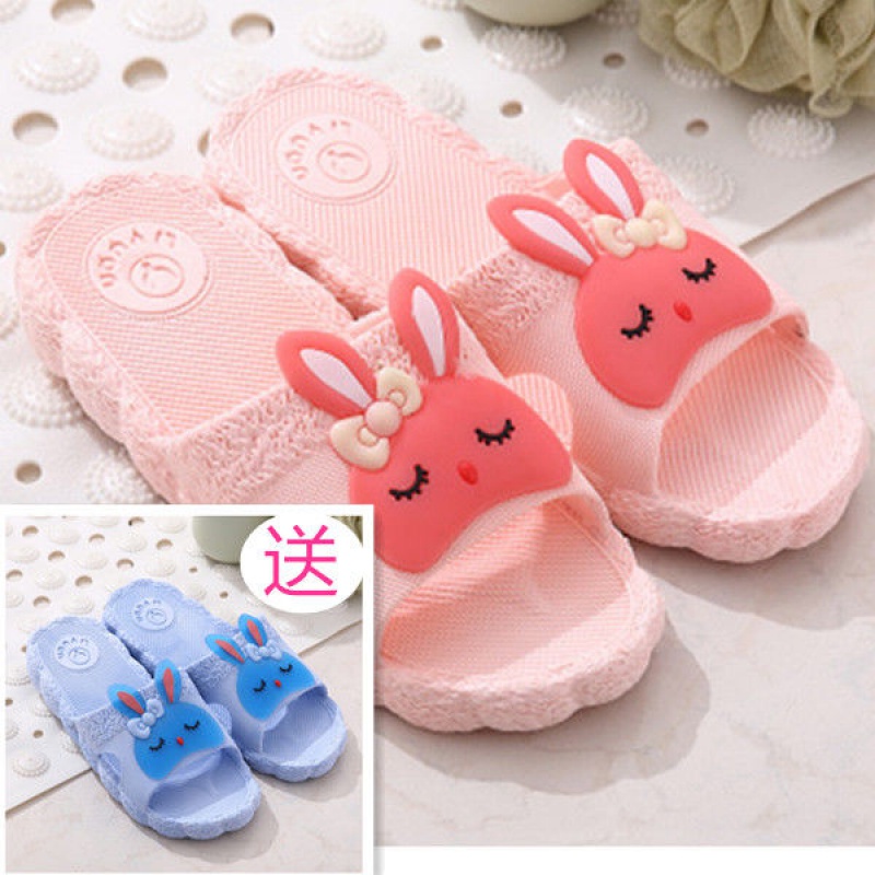 情侣拖浴室拖鞋居家拖鞋女拖鞋夏季凉拖_423 粉色+天蓝色（兔耳朵） 38-39码+38-39码