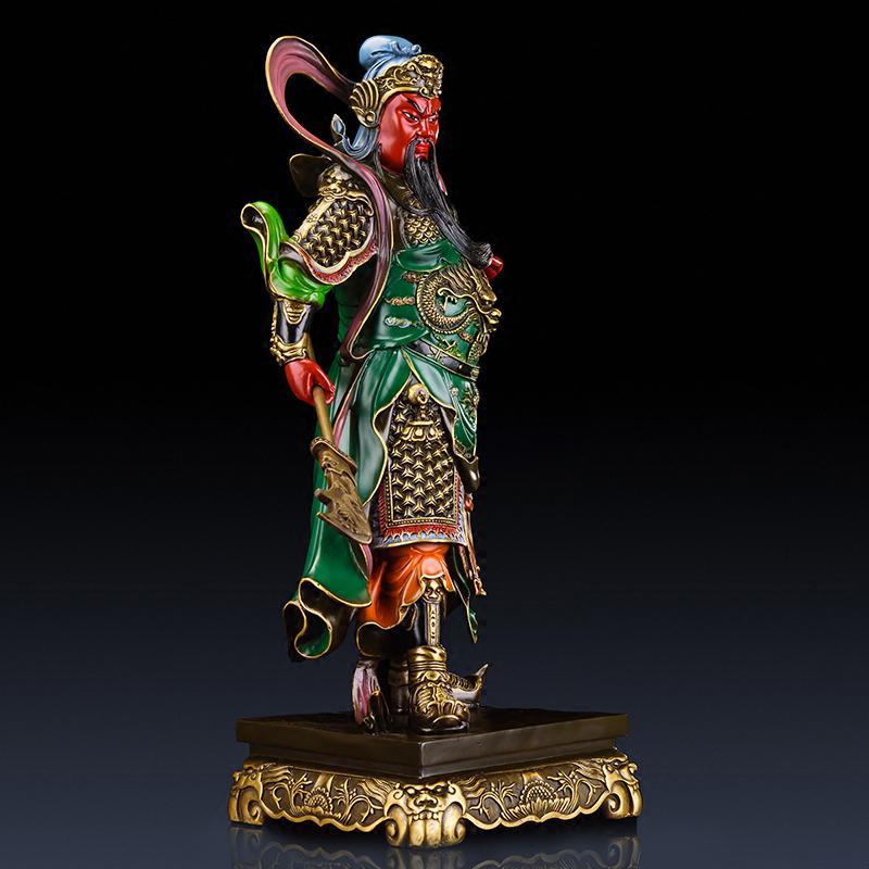 家柏饰(CORATED)关公摆件 护法关公神像珈蓝菩萨伽蓝神关帝寺神飘带关公高清大图