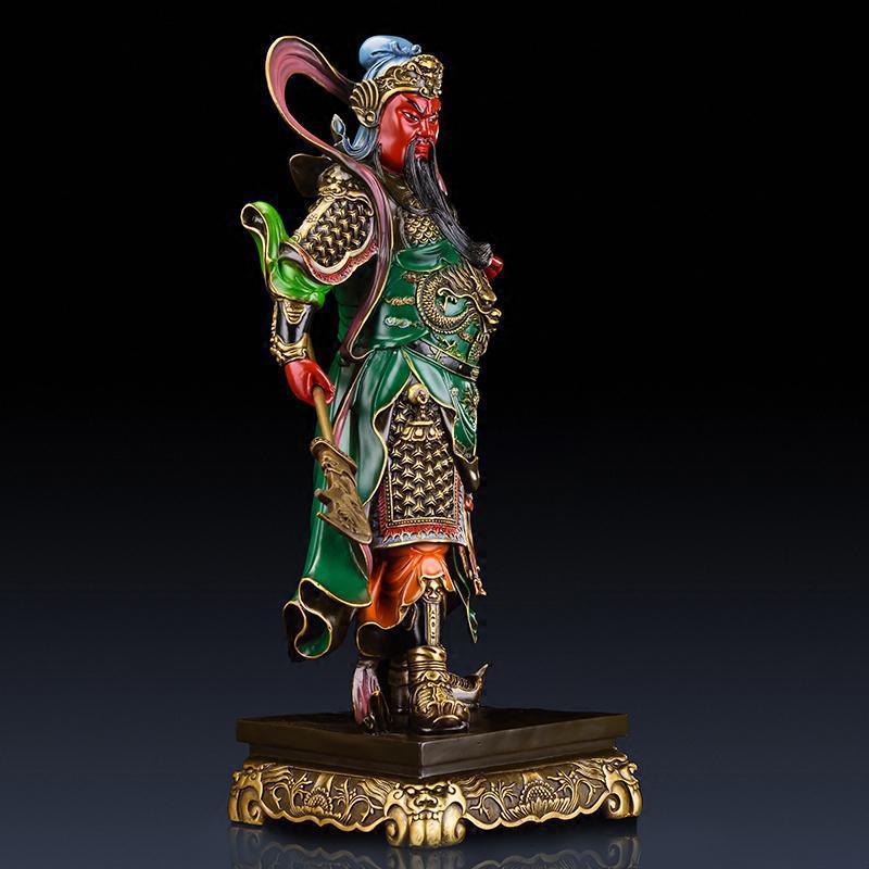 家柏饰corated关公摆件护法关公神像珈蓝菩萨伽蓝神关帝寺神飘带关公