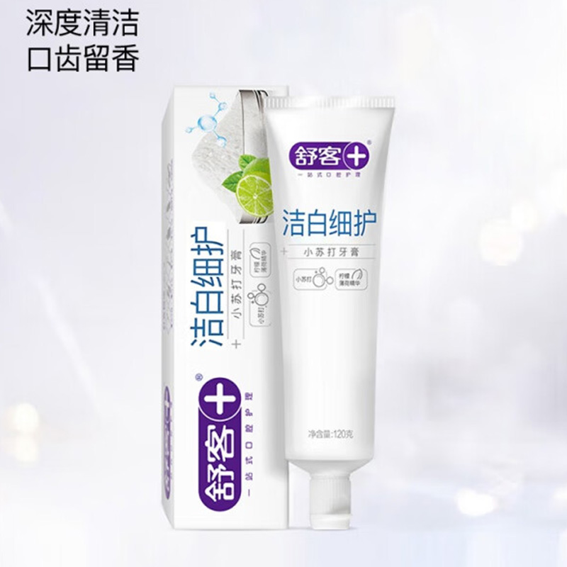 舒客牙膏小苏打美白清新口气牙龈护理薄荷(洁白细护)120g*6高清大图