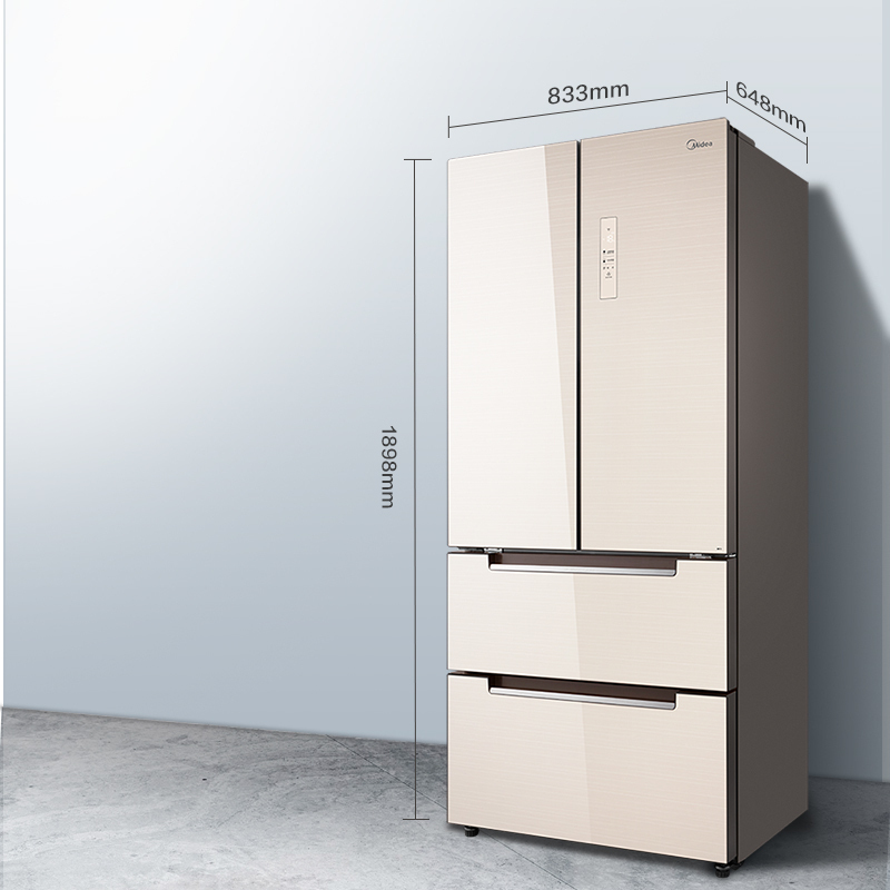 美的(Midea) 516升 法式多门冰箱 19分钟急速净味 温湿精控 风冷无霜 极地金 BCD-516WGPM