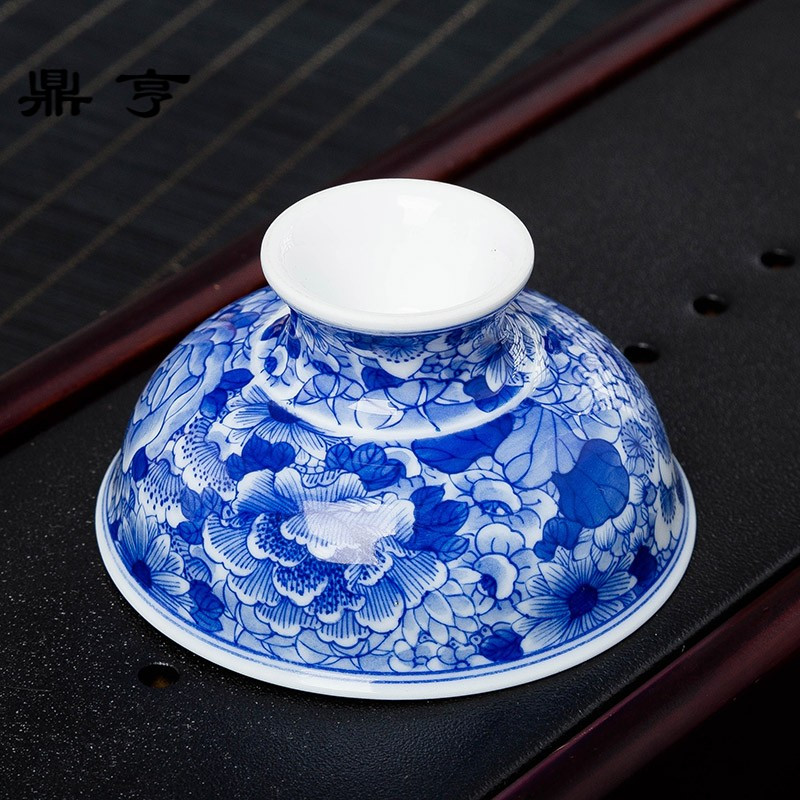 鼎亨景德镇功夫茶杯品茗杯茶盏主人杯手绘青花瓷小茶杯全手工功夫