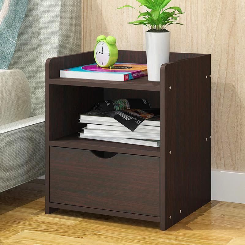 简约现代小柜子收纳柜床头柜简易床头储物柜 单抽屉枫樱木色 实用百搭,耐磨耐用图片