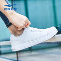 鸿星尔克（ERKE）女鞋透气板鞋女休闲鞋系带运动鞋白色透气女鞋黑色