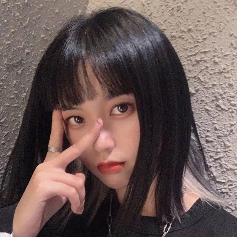 假发女短发挂耳染锁骨发仿真人发丝甜酷少女全头套式lisa同款发型黑茶