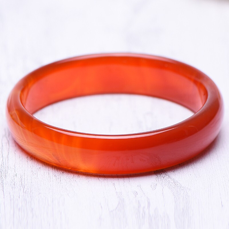 臻玉盈天然红玛瑙手镯女款玉镯细条宽条可选带证书