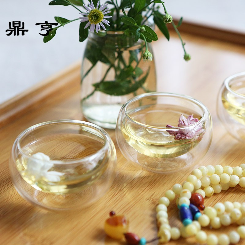 鼎亨耐热玻璃花茶具加厚花茶壶套装整套泡红茶功夫茶杯茶盘