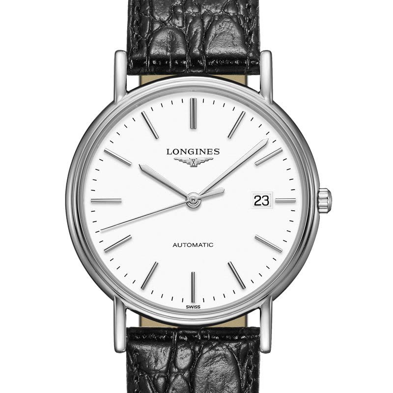 浪琴(Longines)瑰丽系列 真皮白盘镂空表底自动机械男表 时尚 休闲 男士手表 商务 正装 男表图片