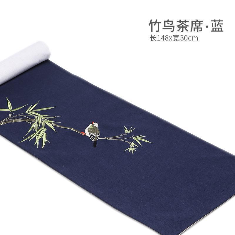 家柏饰(CORATED)棉麻茶席家用刺绣茶垫中国风桌旗复古布垫功夫茶道配件饰品Z高清大图