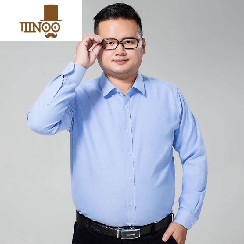 YANXU加肥加大特大码长袖男衬衫300斤潮ins内搭感轻奢西装打底衬衣高清大图