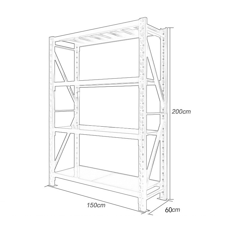 创世人 1.5m中型货架承重300KG钢制四层仓储架军绿色置物架1500*600*2000mm高清大图
