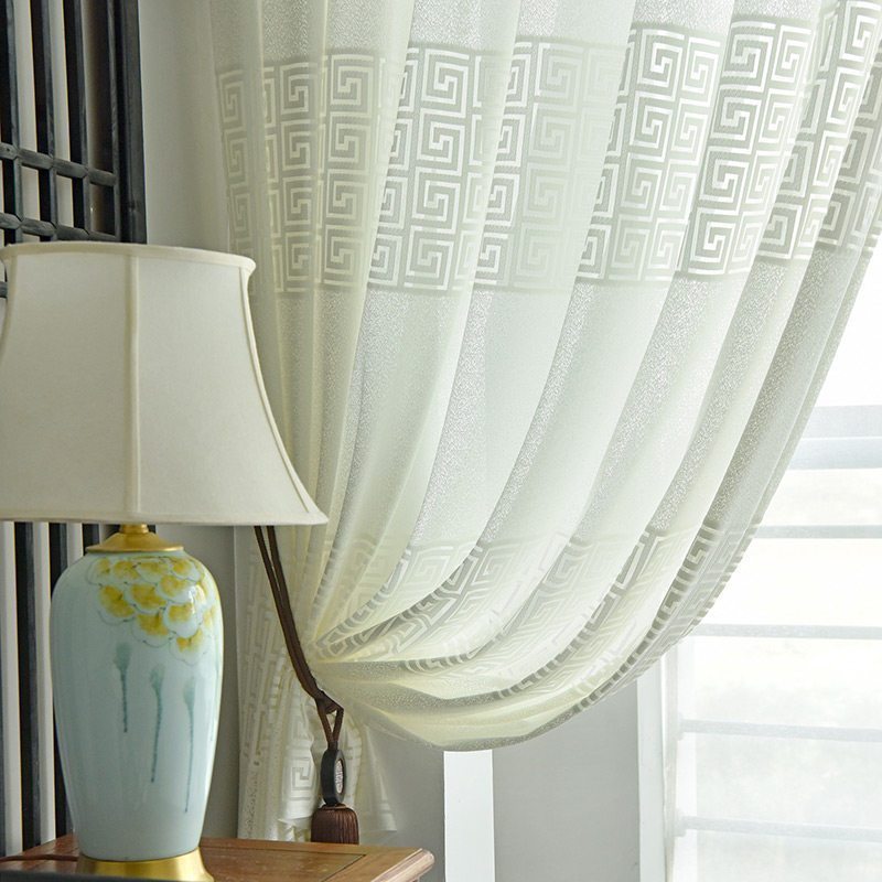 家柏饰corated中式窗帘窗纱透光不透人古典卧室客厅茶室新款半遮光纱