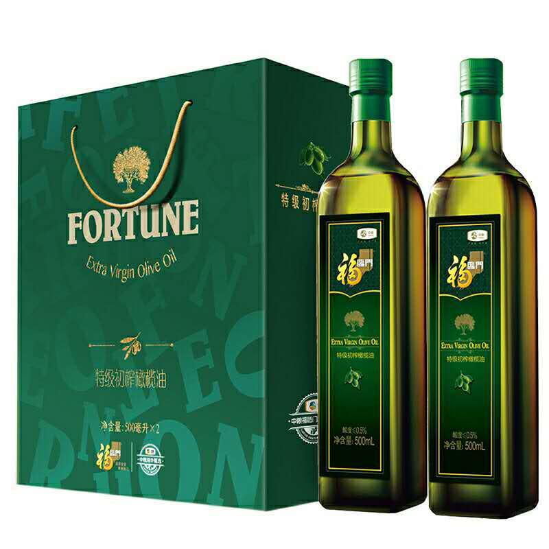 DICKINSON中粮福临门特级初榨橄榄油礼盒500ml*2食用油植物正品