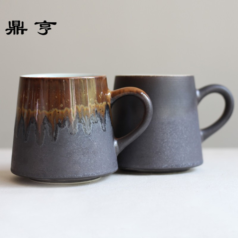 鼎亨复古简约陶瓷杯子个性带勺马克杯创意咖啡杯情侣水杯茶杯定制