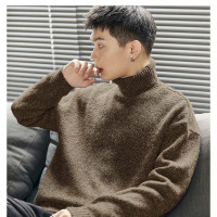 男毛衣秋季毛衣高领花纱毛衣秋冬毛衣男毛衣秋季男士毛衫秋季_7347 焦糖色 L